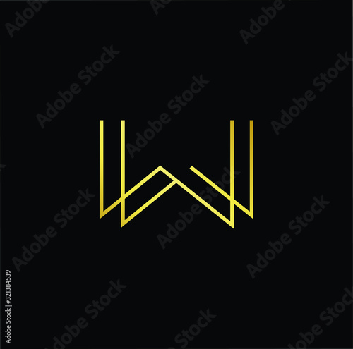 Outstanding professional elegant trendy awesome artistic black and gold color W WW initial based Alphabet icon logo.