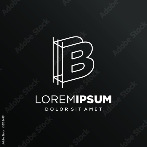 Initial Letter B with Architecture Graphic Logo Design