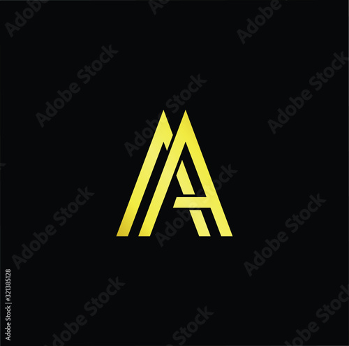 Outstanding professional elegant trendy awesome artistic black and gold color A AA initial based Alphabet icon logo.