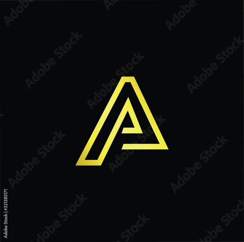 Outstanding professional elegant trendy awesome artistic black and gold color A AA AP PA initial based Alphabet icon logo.