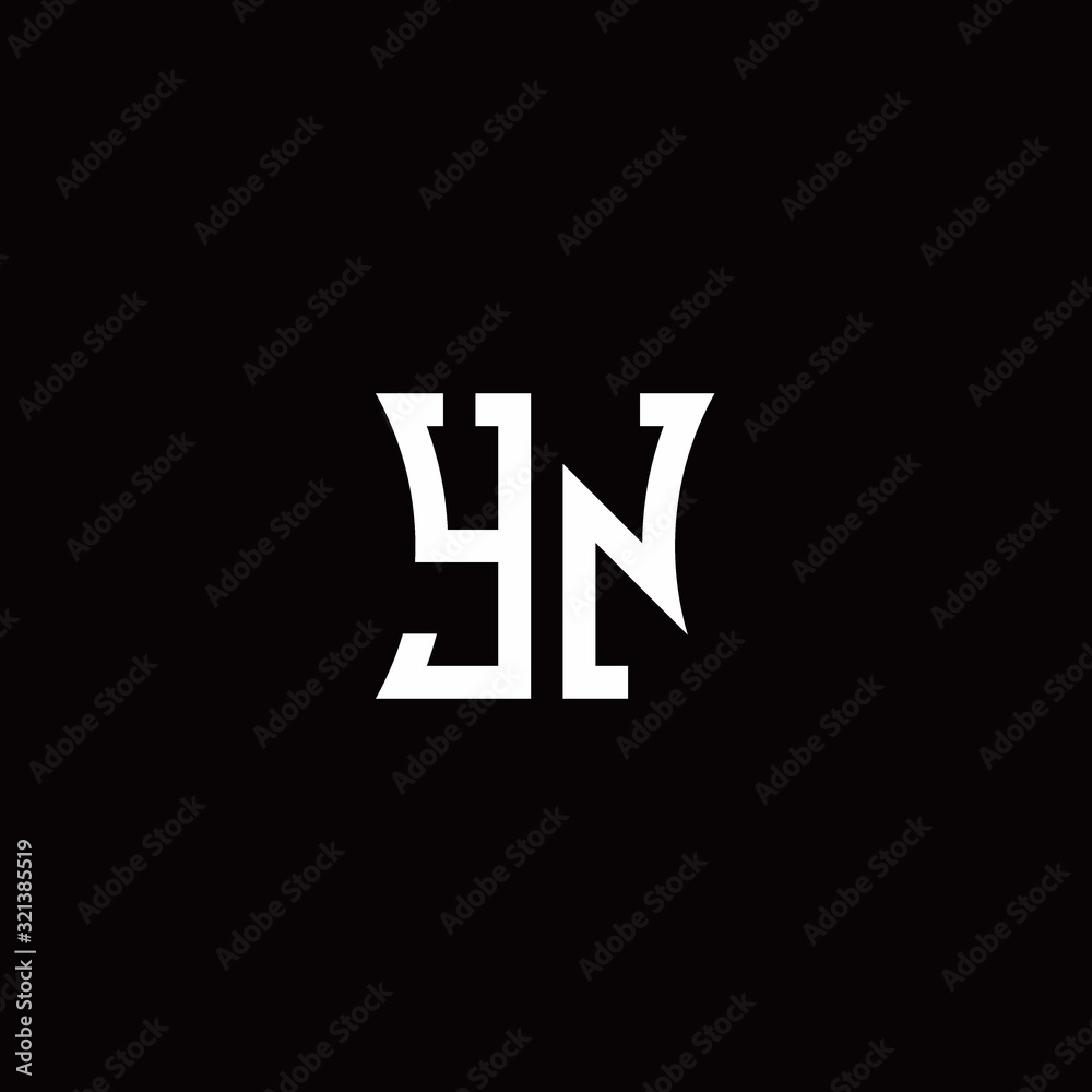 YN monogram logo with curved side style design template