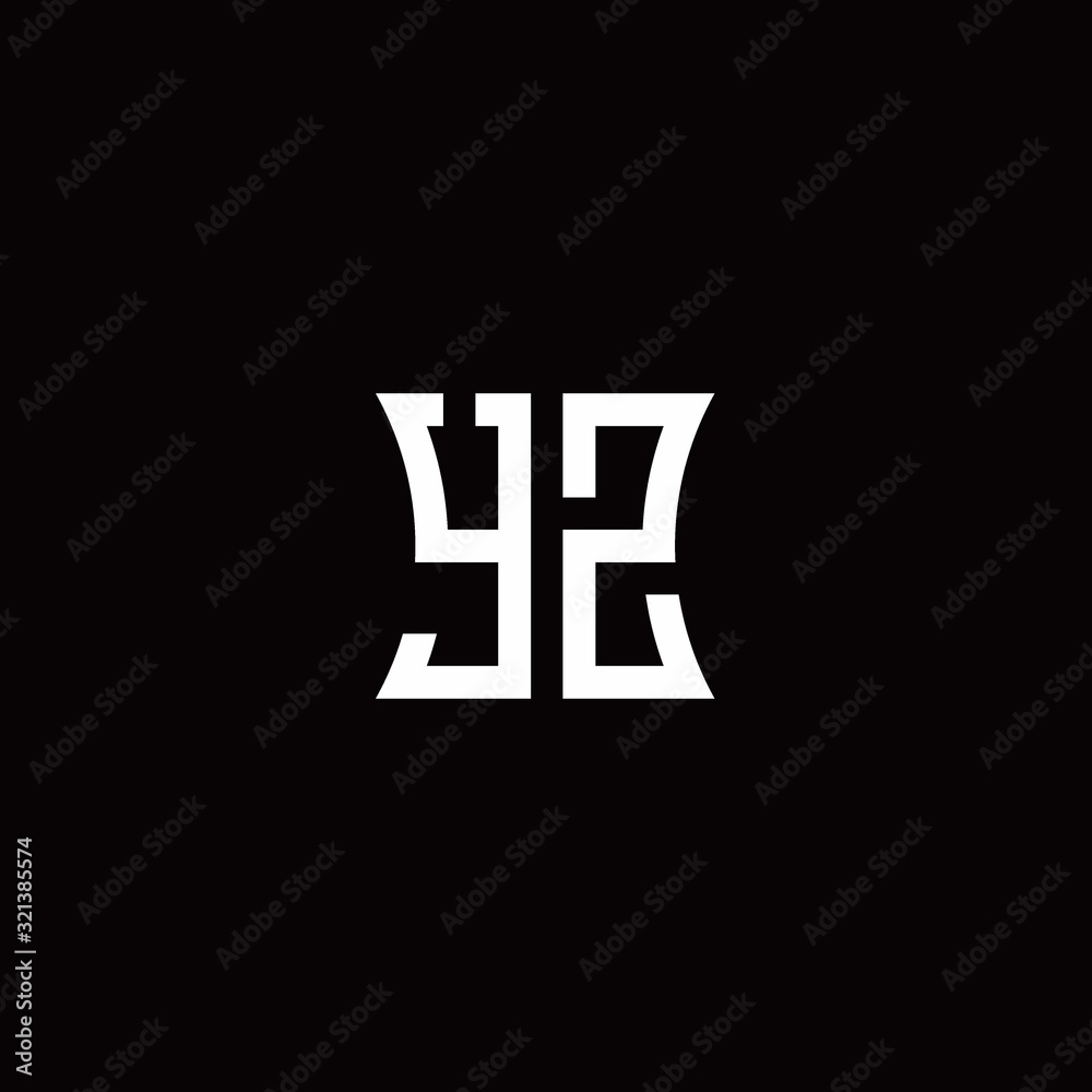 YZ monogram logo with curved side style design template YZ monogram logo with curved side style design template