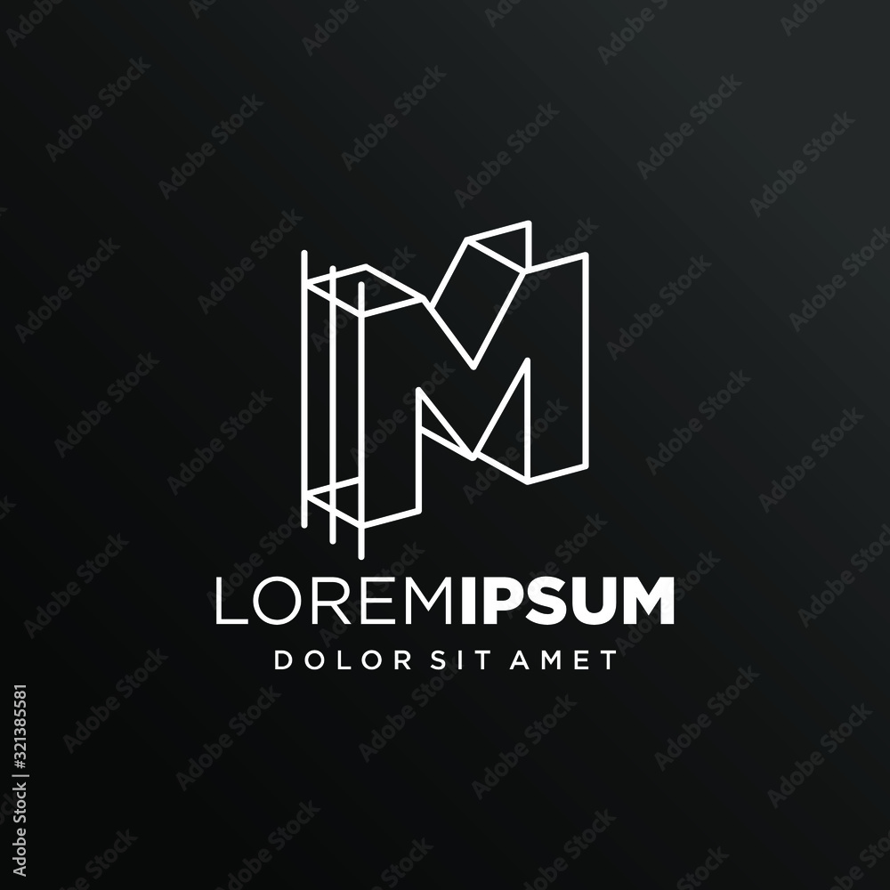 Initial Letter M with Architecture Graphic Logo Design Initial Letter M with Architecture Graphic Logo Design