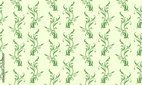 Ornate leaf pattern background for spring, with leaf seamless design. © StockFloral