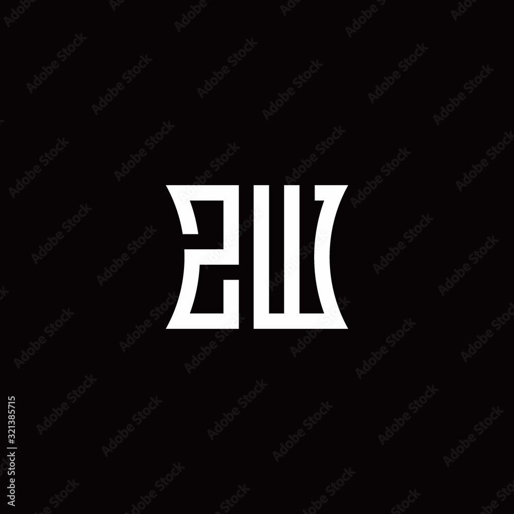 ZW monogram logo with curved side style design template ZW monogram logo with curved side style design template