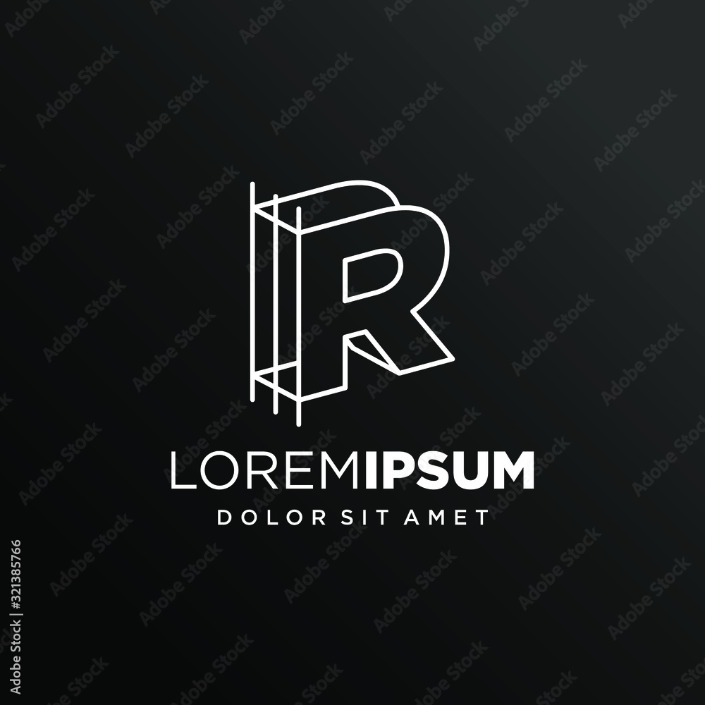 Initial Letter R with Architecture Graphic Logo Design Stock Vector ...