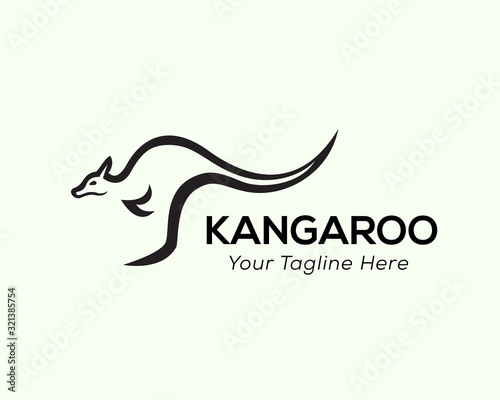 Jump fast kangaroo line art logo design inspiration