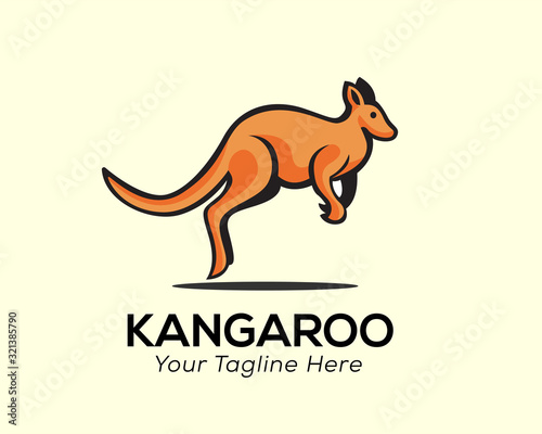 cartoon Start jump kangaroo logo design inspiration