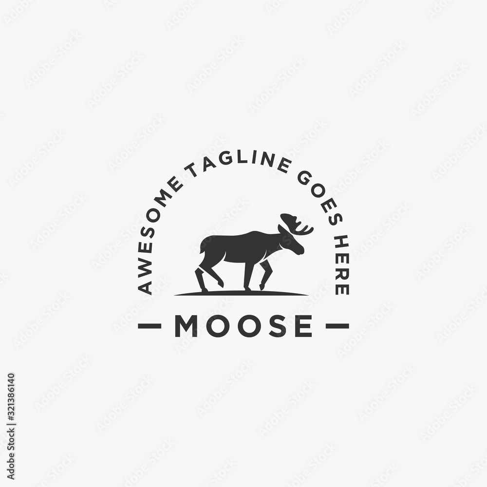 Vector Logo Illustration Moose Pose Emblem Style