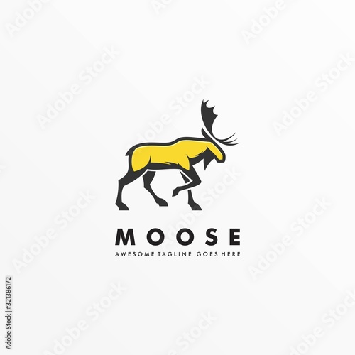 Vector Logo Illustration Moose Pose Mascot Cartoon