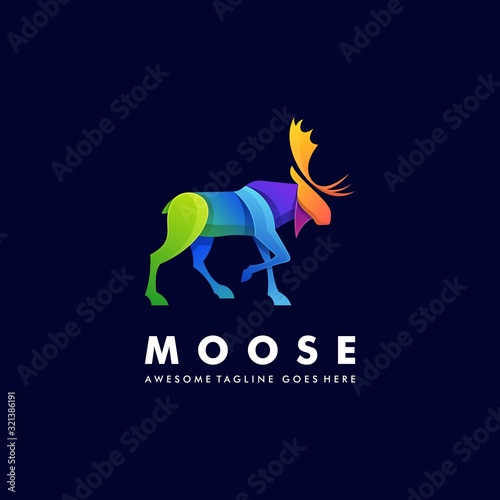 Vector Logo Illustration Moose Pose Gradient Colorful