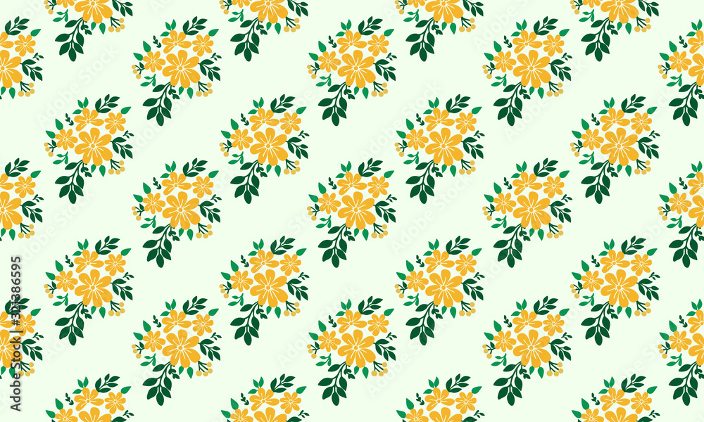 Elegant floral pattern design background for spring, with leaf and flower cute decor.