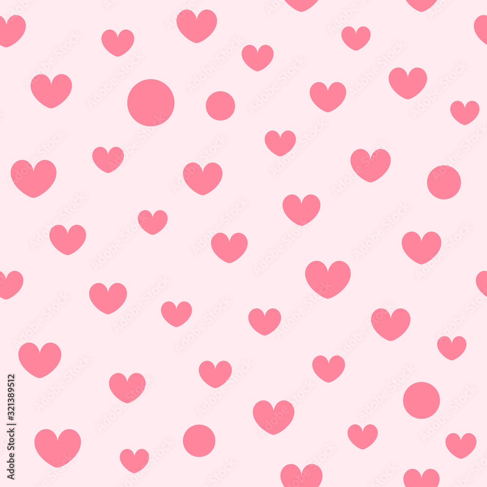 Heart pattern with circles. Seamless vector background
