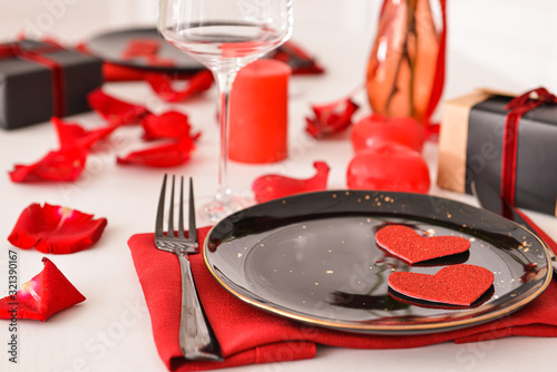 Beautiful table setting for Valentine s Day