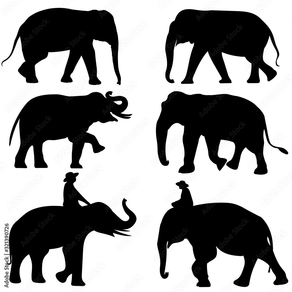 black image outline elephant Asia walking, graphics design vector Illustration isolated on white background black image outline elephant Asia walking, graphics design vector Illustration isolated on white background