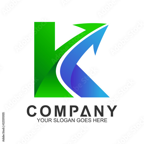 letter k logo with arrow shape,business logo templates,tech industry,delivery and logistics icon