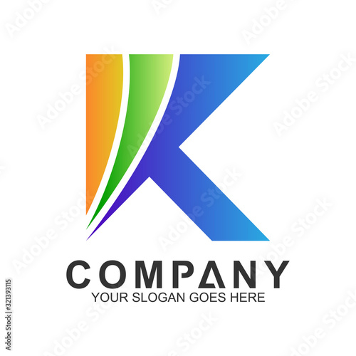 letter k logo with swoosh, Abstract icon