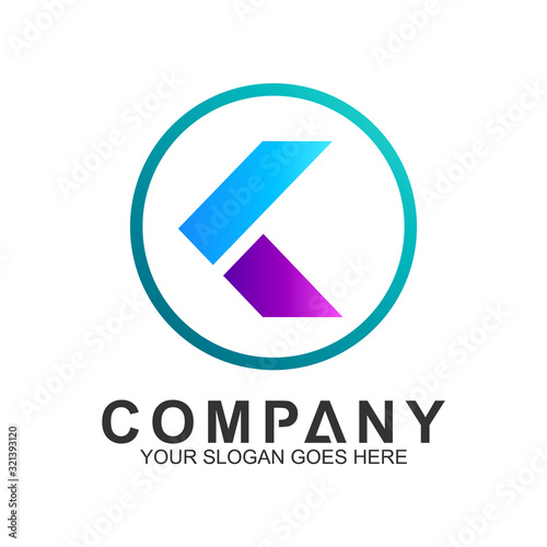 letter k logo with arrow in circle