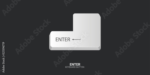 Enter. Keyboard button on white background. Vector illustration.