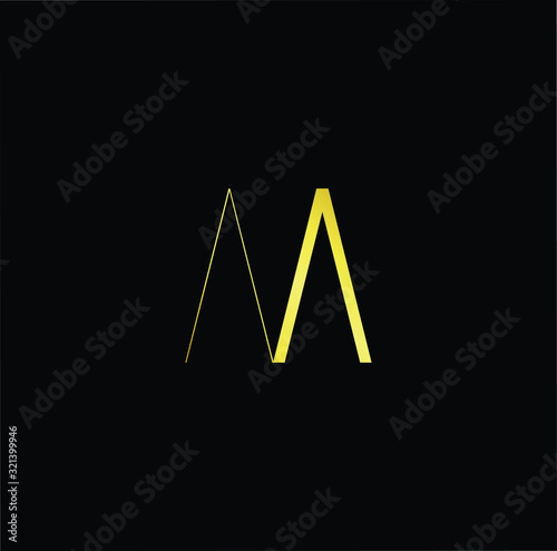 Outstanding professional elegant trendy awesome artistic black and gold color M MM initial based Alphabet icon logo.