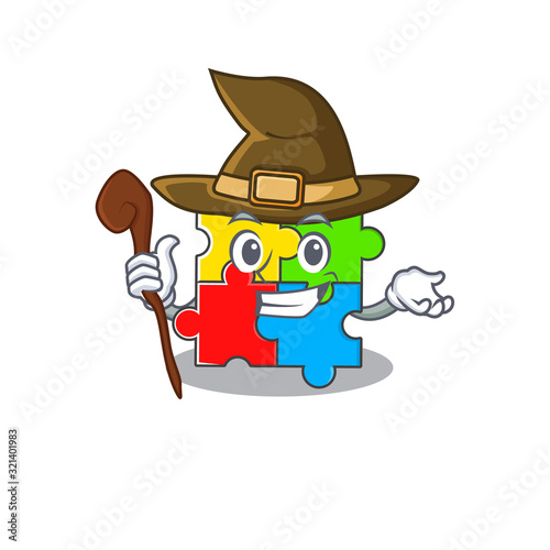 a mascot concept of puzzle toy performed as a witch