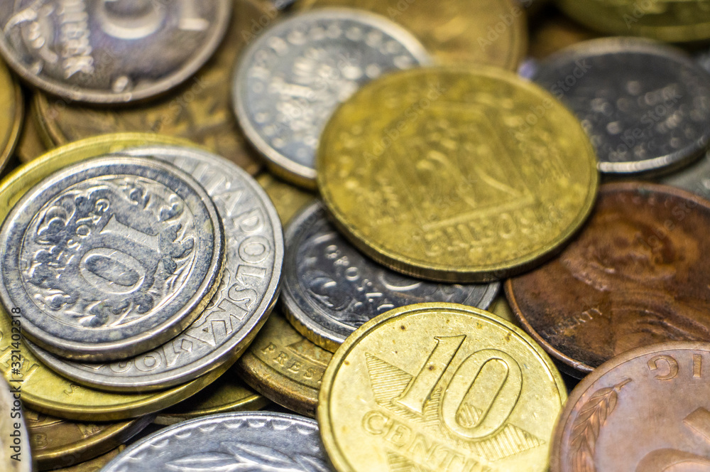 Old different coins close up. Macro photo Old different coins close up. Macro photo