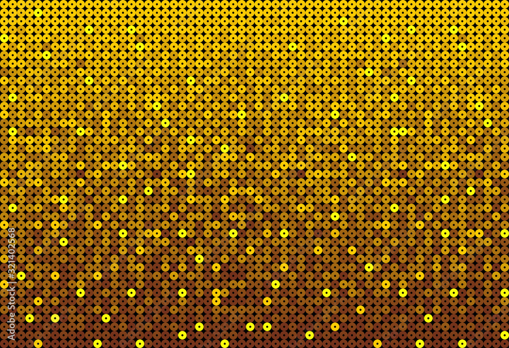 Background made of gold sequins, glitters dots Background made of gold sequins, glitters dots