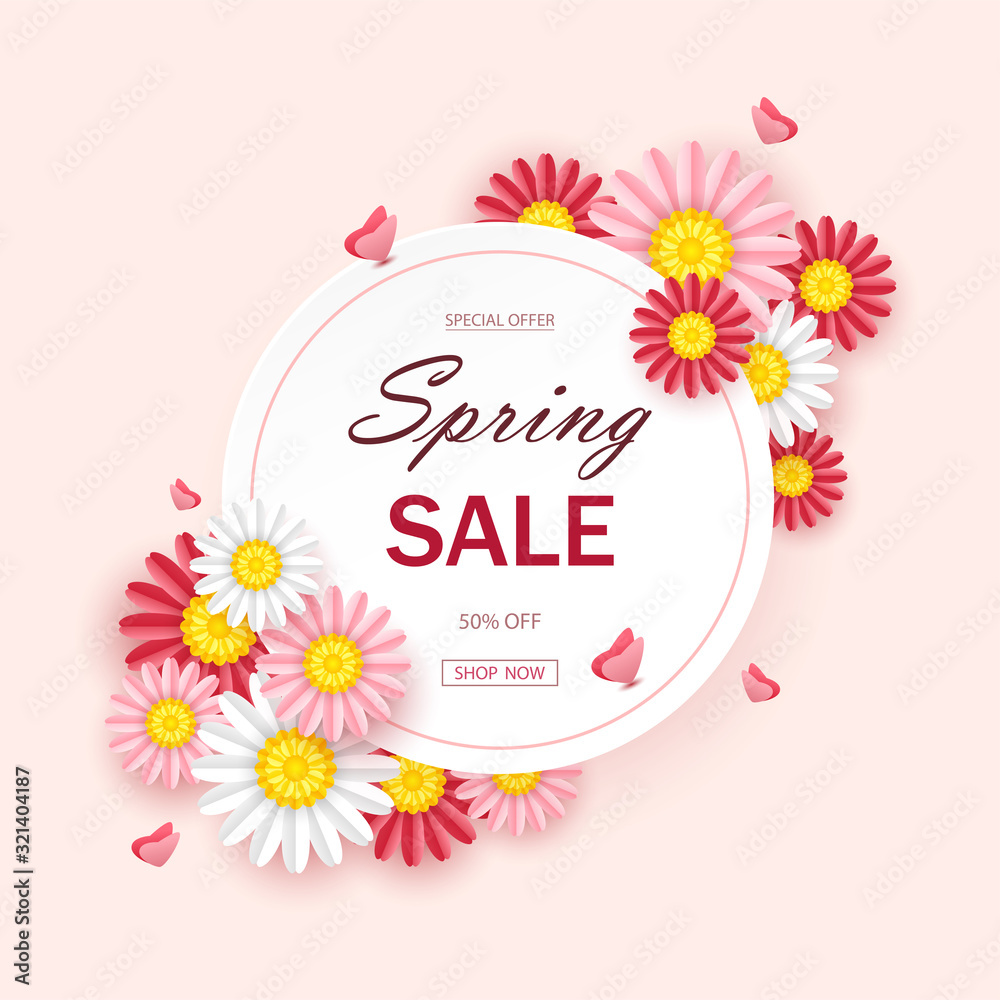 Spring sale background with beautiful flowers Spring sale background with beautiful flowers