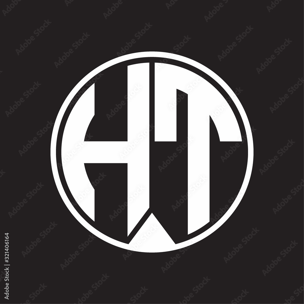 HT Logo monogram circle with piece ribbon style on black background HT Logo monogram circle with piece ribbon style on black background
