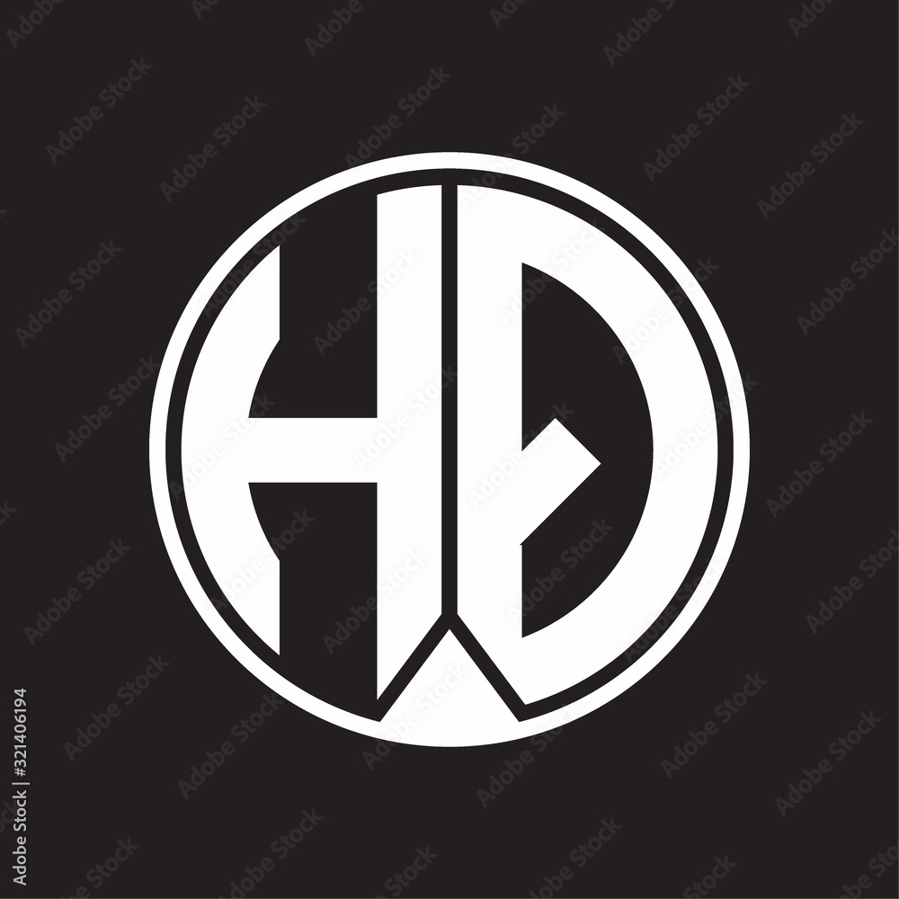 HQ Logo monogram circle with piece ribbon style on black background HQ Logo monogram circle with piece ribbon style on black background