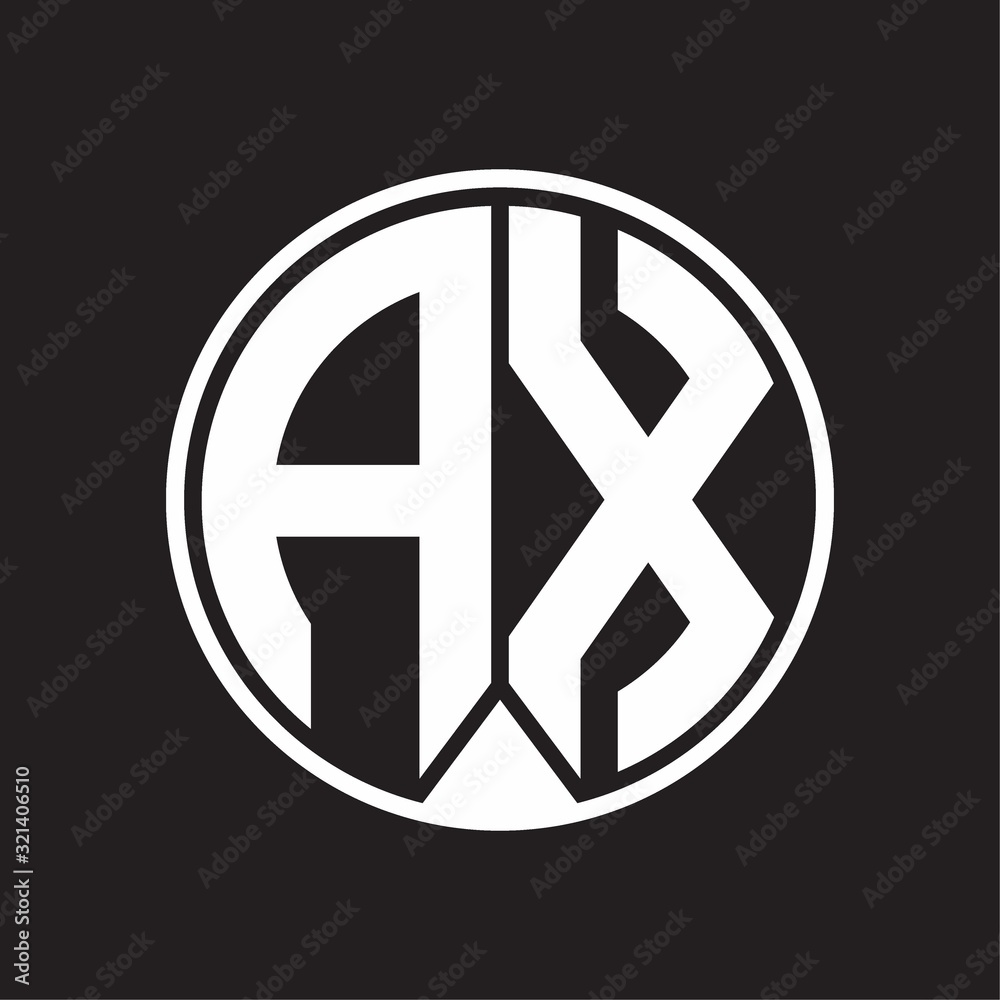 AX Logo monogram circle with piece ribbon style on black background AX Logo monogram circle with piece ribbon style on black background