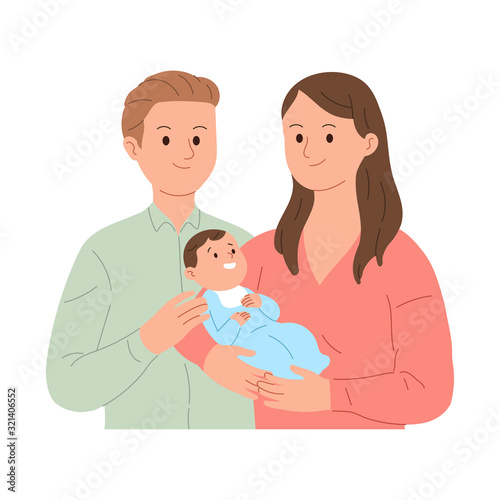 a young family happy with the birth of their first child