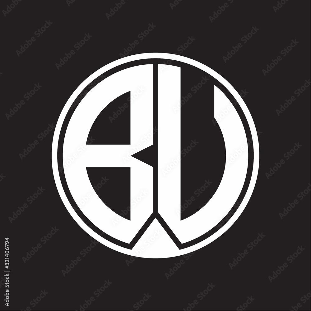 BU Logo monogram circle with piece ribbon style on black background BU Logo monogram circle with piece ribbon style on black background