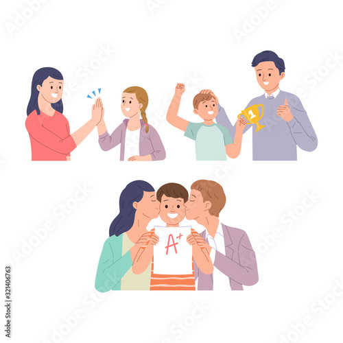 collection of vector illustration sets of children who excel in class and school