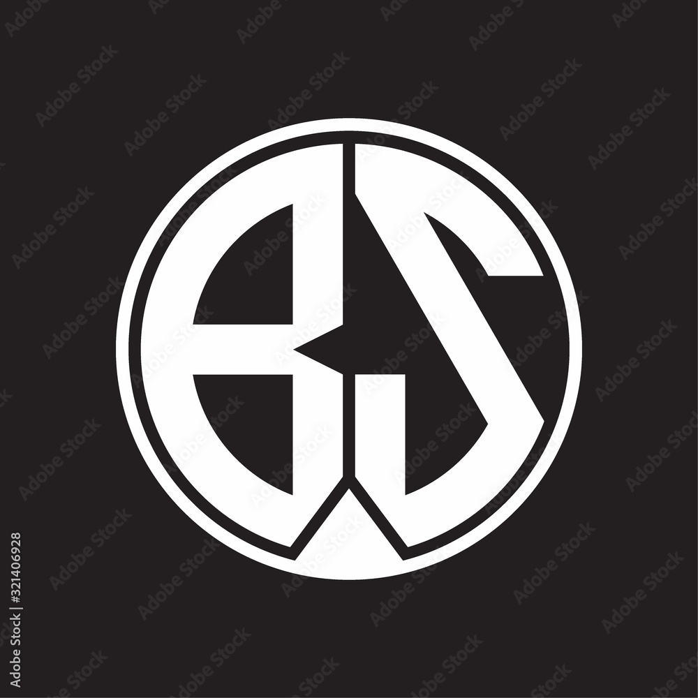 BS Logo monogram circle with piece ribbon style on black background BS Logo monogram circle with piece ribbon style on black background