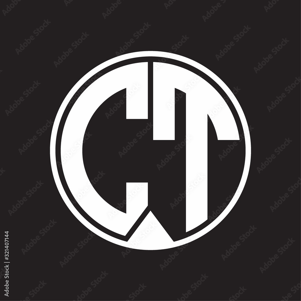 CT Logo monogram circle with piece ribbon style on black background CT Logo monogram circle with piece ribbon style on black background