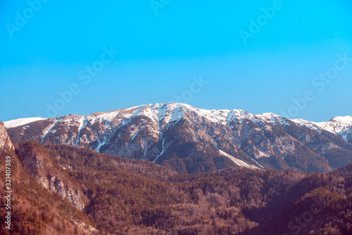 The snowy top of the mountain. Triglav National Park (Triglavski Narodni Park), Slovenia, Europe