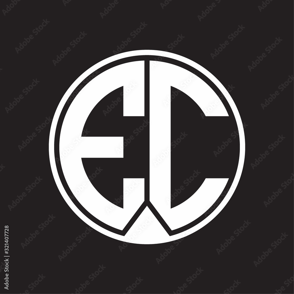 EC Logo monogram circle with piece ribbon style on black background EC Logo monogram circle with piece ribbon style on black background