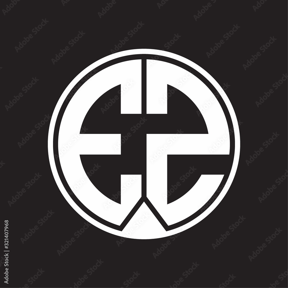 EZ Logo monogram circle with piece ribbon style on black background EZ Logo monogram circle with piece ribbon style on black background