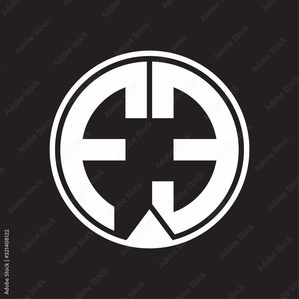 FE Logo monogram circle with piece ribbon style on black background FE Logo monogram circle with piece ribbon style on black background