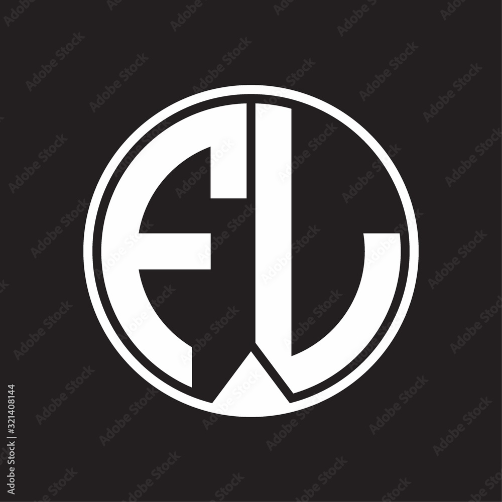 FL Logo monogram circle with piece ribbon style on black background FL Logo monogram circle with piece ribbon style on black background