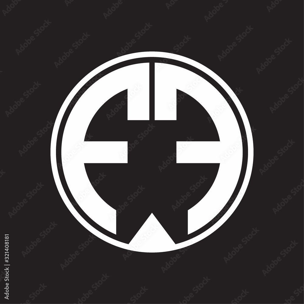 FF Logo monogram circle with piece ribbon style on black background FF Logo monogram circle with piece ribbon style on black background