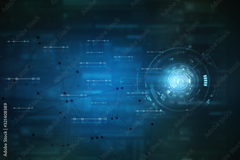 Fototapeta premium 2d illustration Abstract futuristic electronic circuit technology background