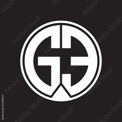 Free Download GE Logo monogram circle with piece ribbon style on black background - GFXLoad