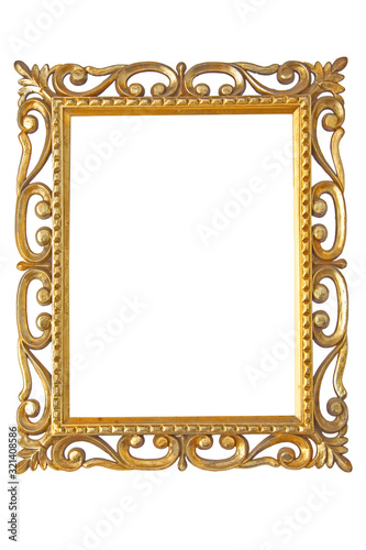 rustic golden frame on white background