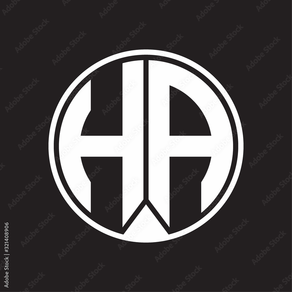 HA Logo monogram circle with piece ribbon style on black background HA Logo monogram circle with piece ribbon style on black background