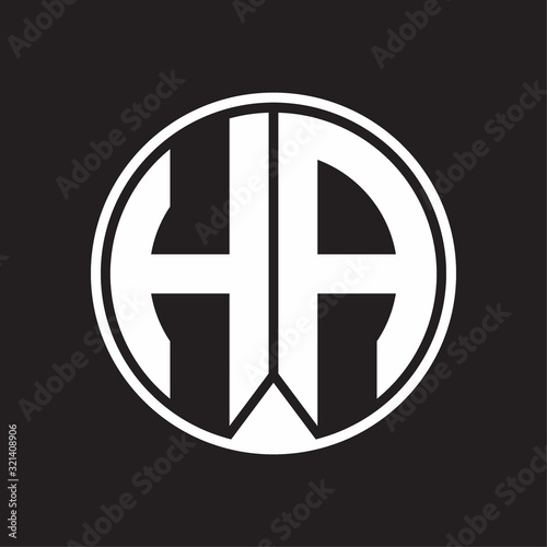 HA Logo monogram circle with piece ribbon style on black background