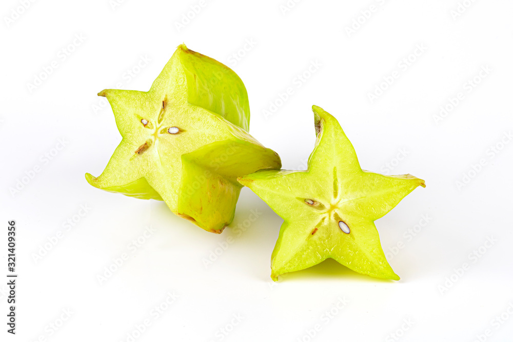 Sliced carambola on a white background Sliced carambola on a white background