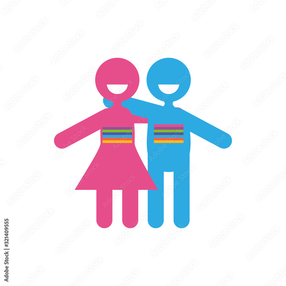 Obraz premium Avatar woman and man of zero discrimination day, flat style icon