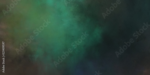 abstract painted artistic grunge horizontal background banner with dark slate gray, very dark blue and sea green color